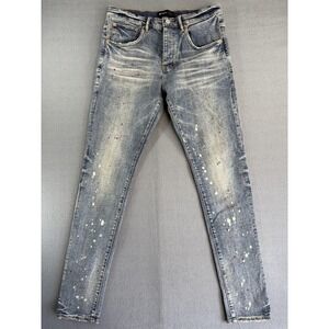 Purple Brand P002 Jeans Mens 32x32 Med Wash Blue Skinny Distressed Paint